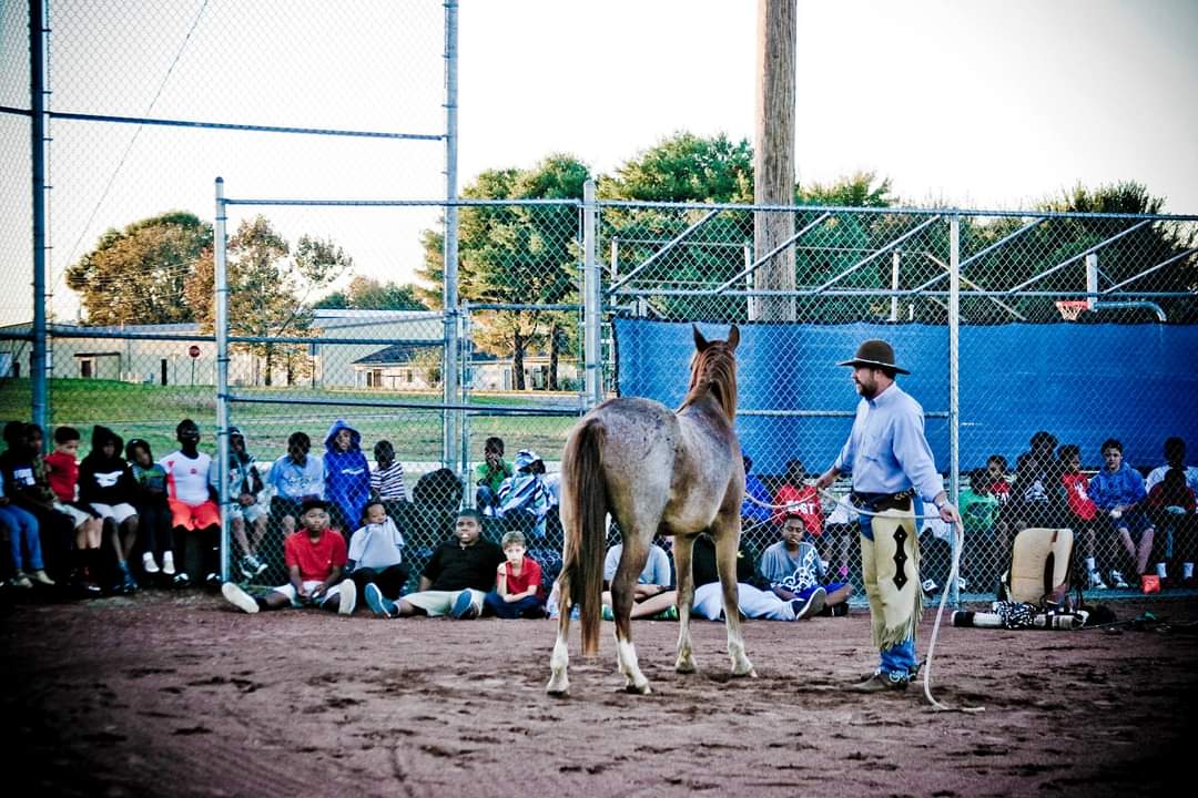 Young people gathered with ranch leaders at Freedom Ranch